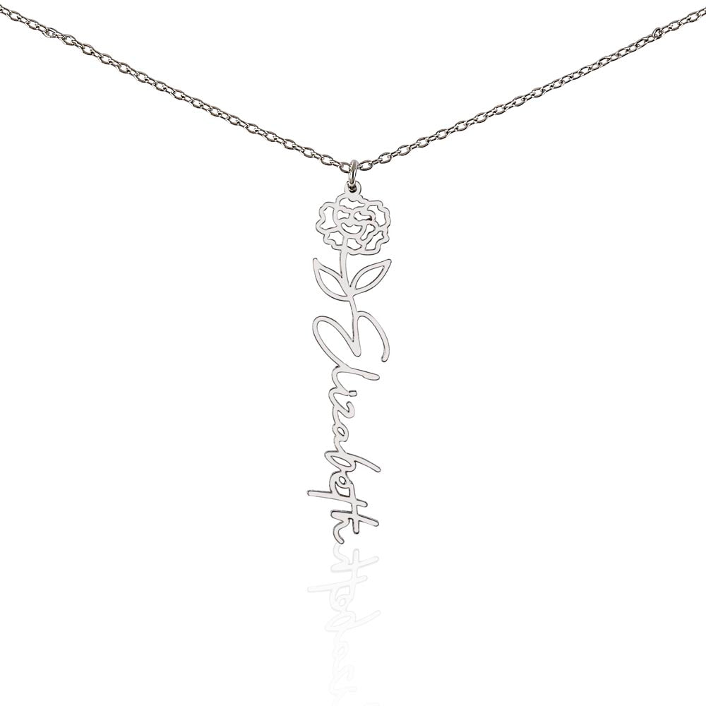 Personalized Name Necklace with Birth Flower