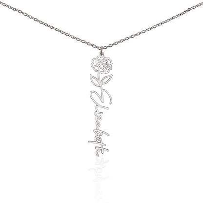 Personalized Name Necklace with Birth Flower