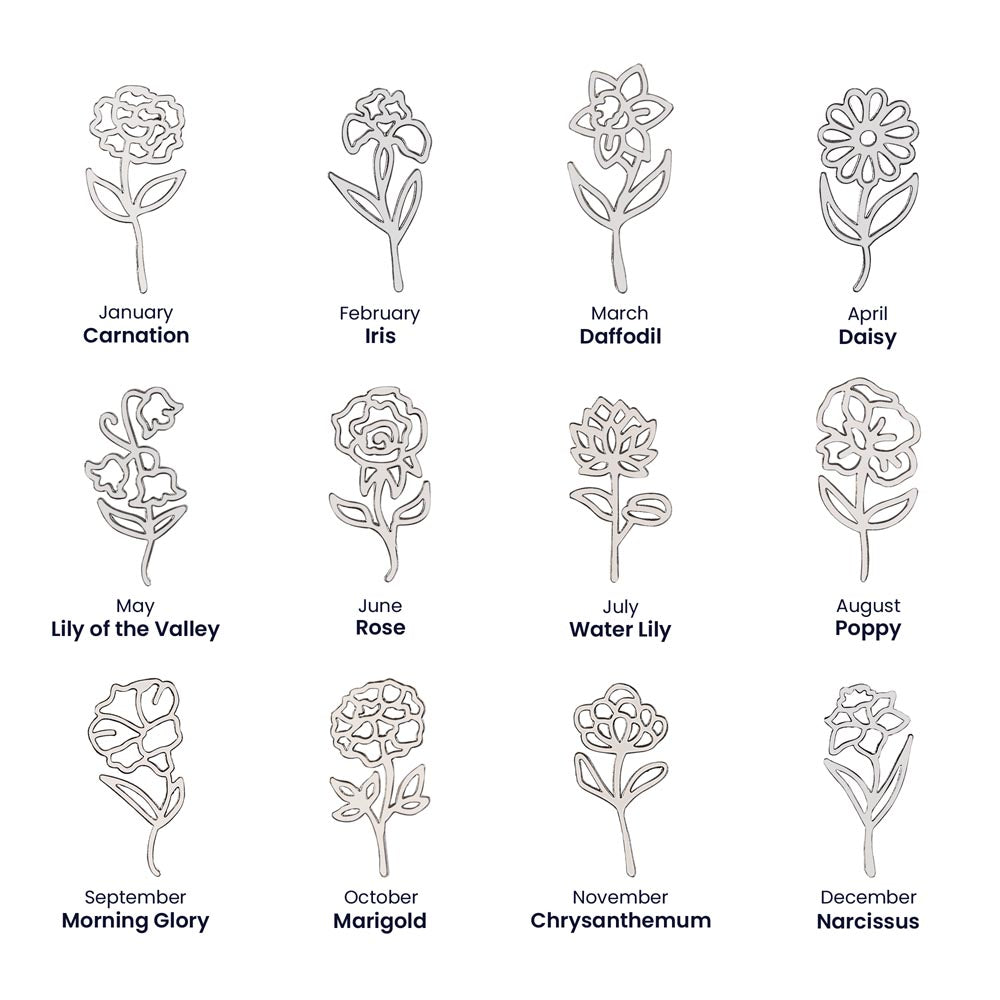 Personalized Name Necklace with Birth Flower