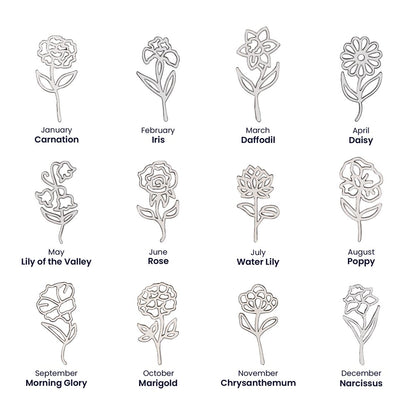 Personalized Name Necklace with Birth Flower