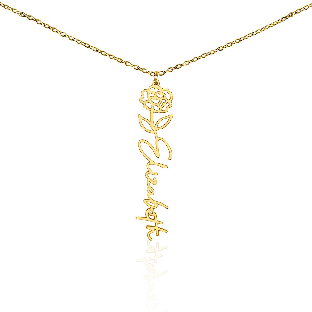 Personalized Name Necklace with Birth Flower
