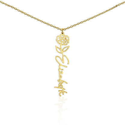 Personalized Name Necklace with Birth Flower