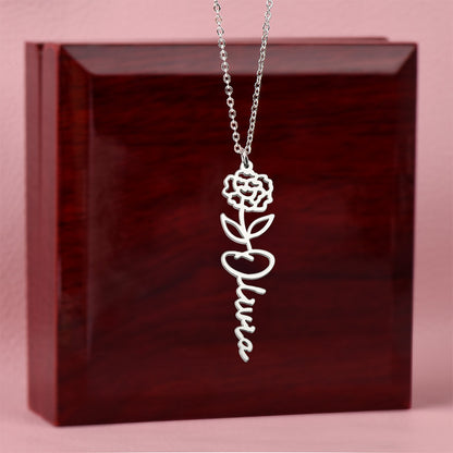 Personalized Name Necklace with Birth Flower