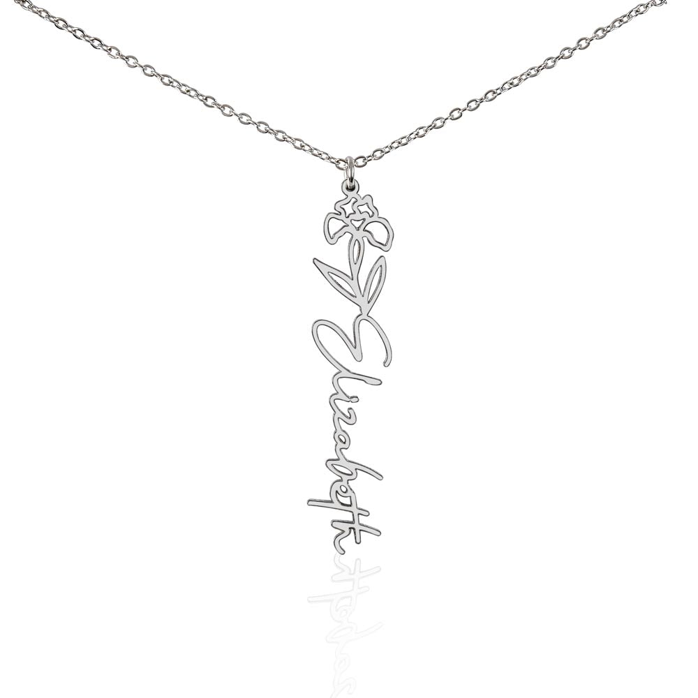 Personalized Name Necklace with Birth Flower