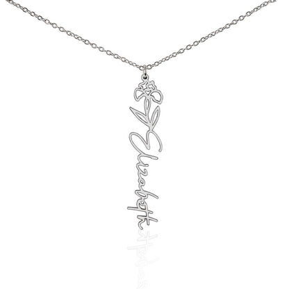 Personalized Name Necklace with Birth Flower