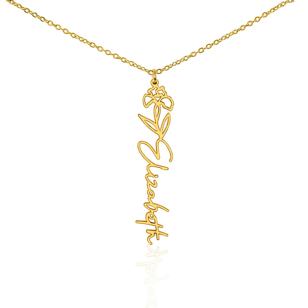 Personalized Name Necklace with Birth Flower