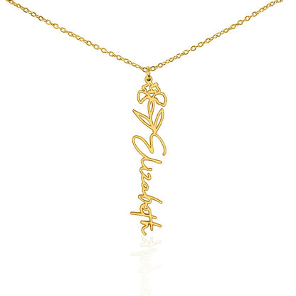 Personalized Name Necklace with Birth Flower