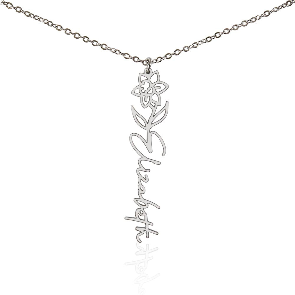 Personalized Name Necklace with Birth Flower