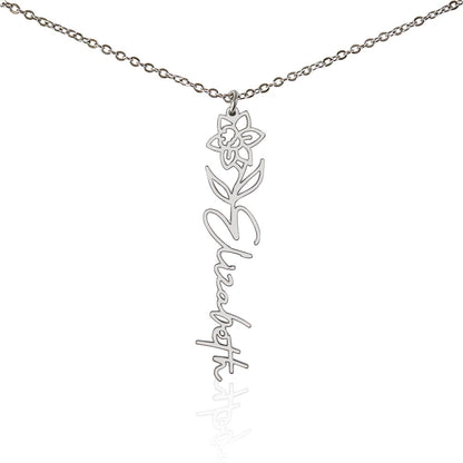 Personalized Name Necklace with Birth Flower