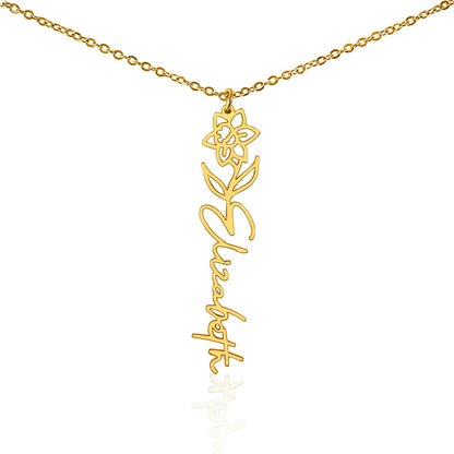 Personalized Name Necklace with Birth Flower