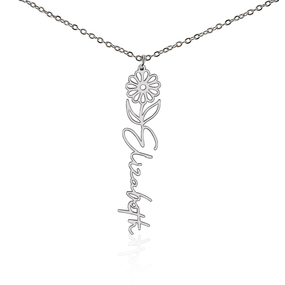 Personalized Name Necklace with Birth Flower