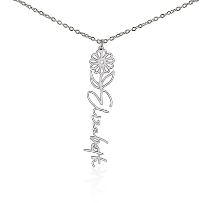 Personalized Name Necklace with Birth Flower