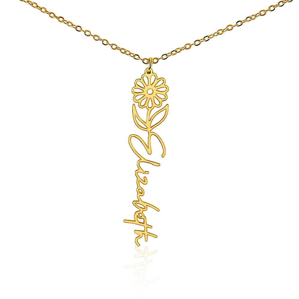 Personalized Name Necklace with Birth Flower