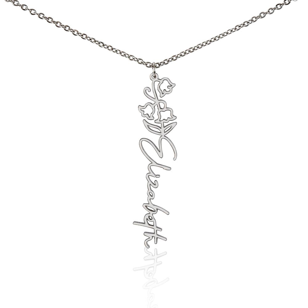 Personalized Name Necklace with Birth Flower