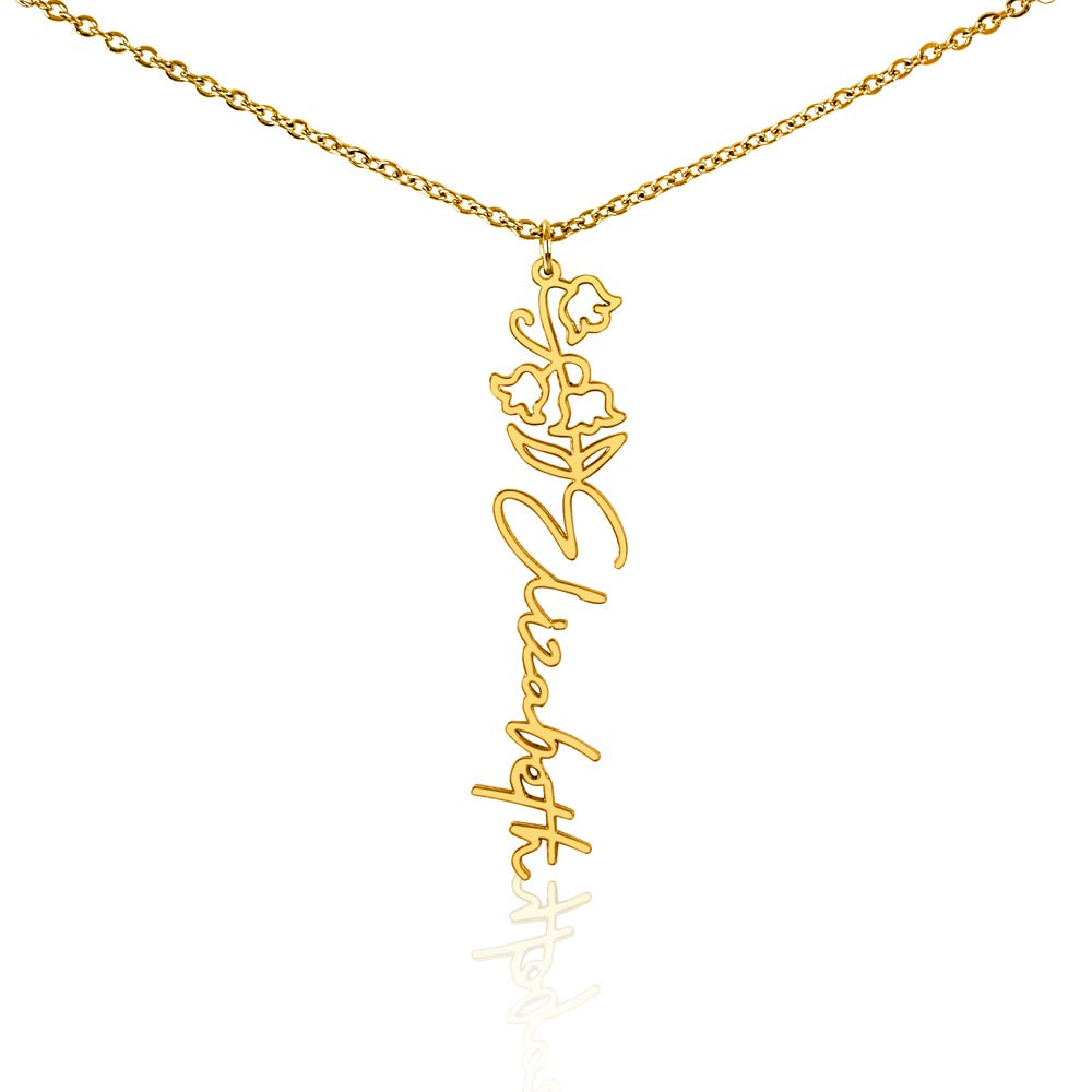 Personalized Name Necklace with Birth Flower