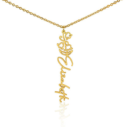 Personalized Name Necklace with Birth Flower