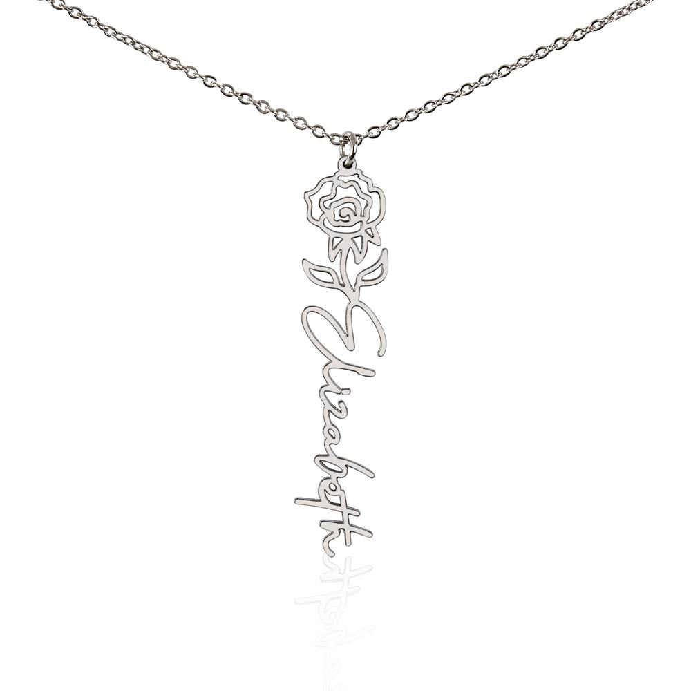 Personalized Name Necklace with Birth Flower
