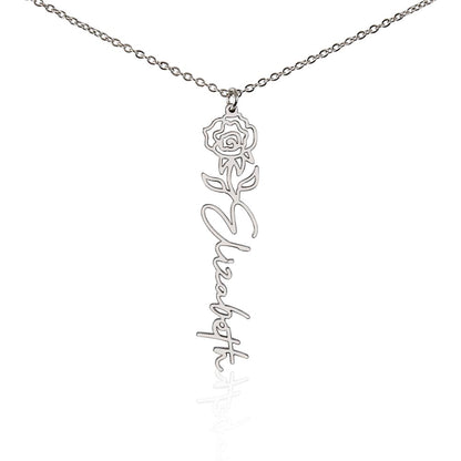 Personalized Name Necklace with Birth Flower