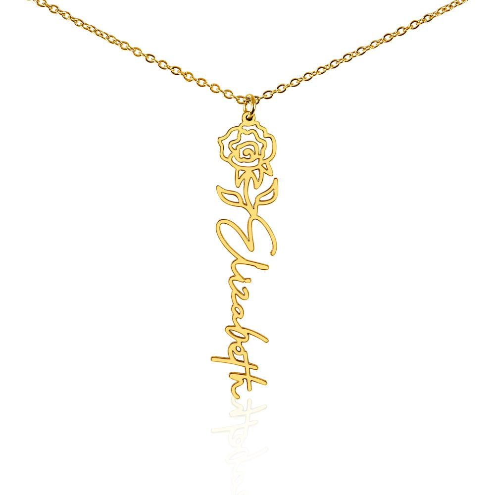 Personalized Name Necklace with Birth Flower