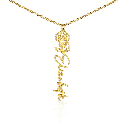 Personalized Name Necklace with Birth Flower