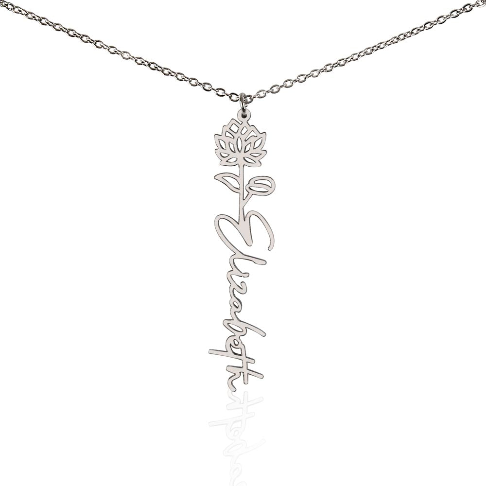 Personalized Name Necklace with Birth Flower