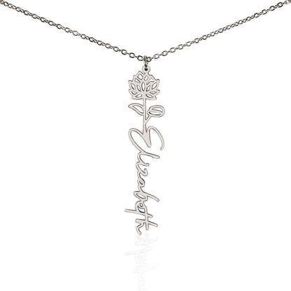 Personalized Name Necklace with Birth Flower