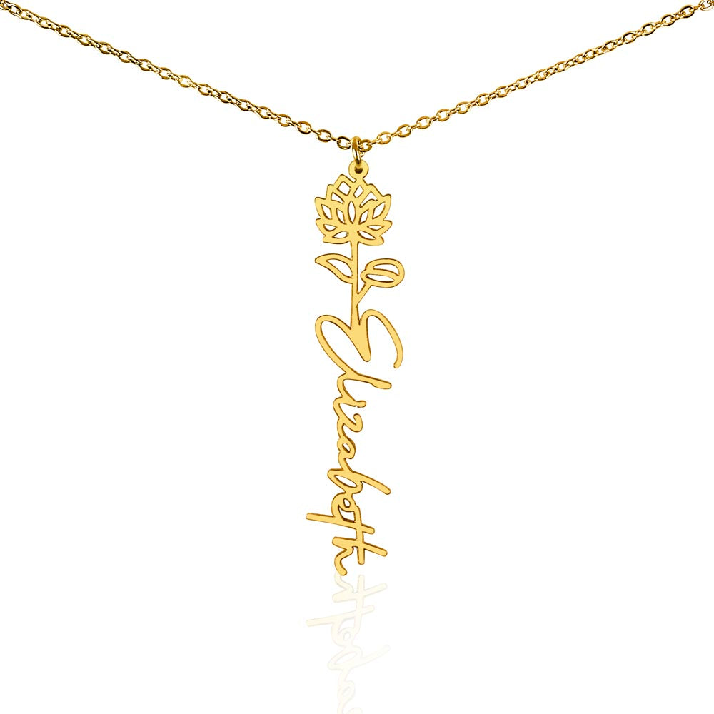 Personalized Name Necklace with Birth Flower