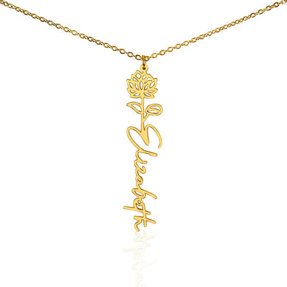Personalized Name Necklace with Birth Flower