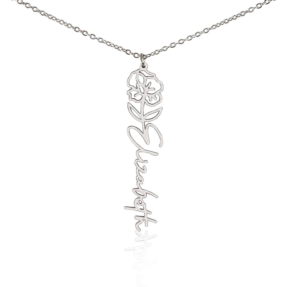 Personalized Name Necklace with Birth Flower