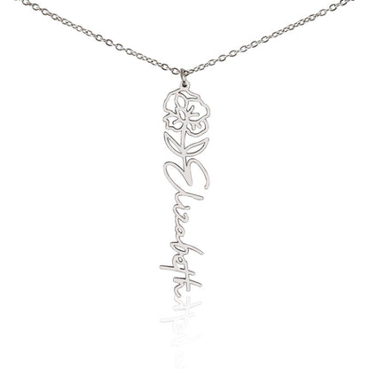 Personalized Name Necklace with Birth Flower