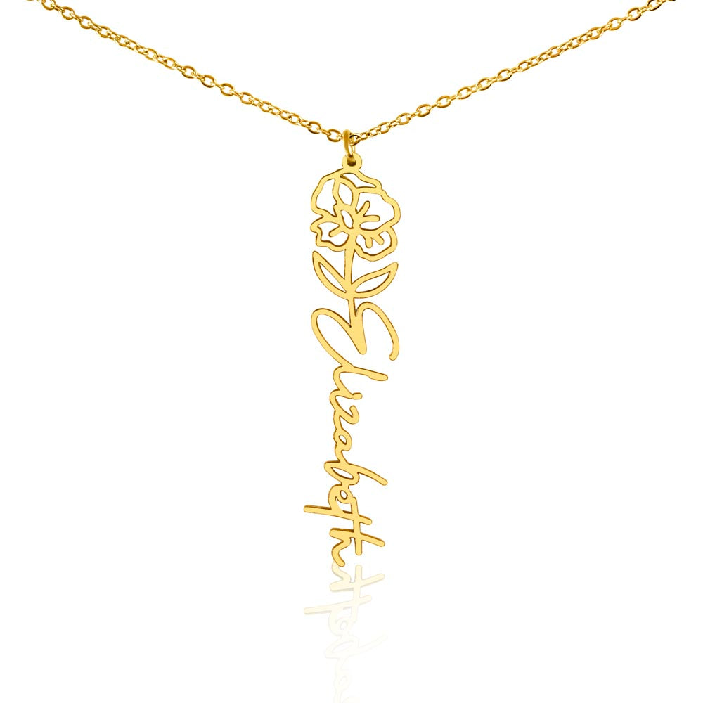 Personalized Name Necklace with Birth Flower