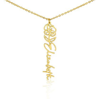 Personalized Name Necklace with Birth Flower
