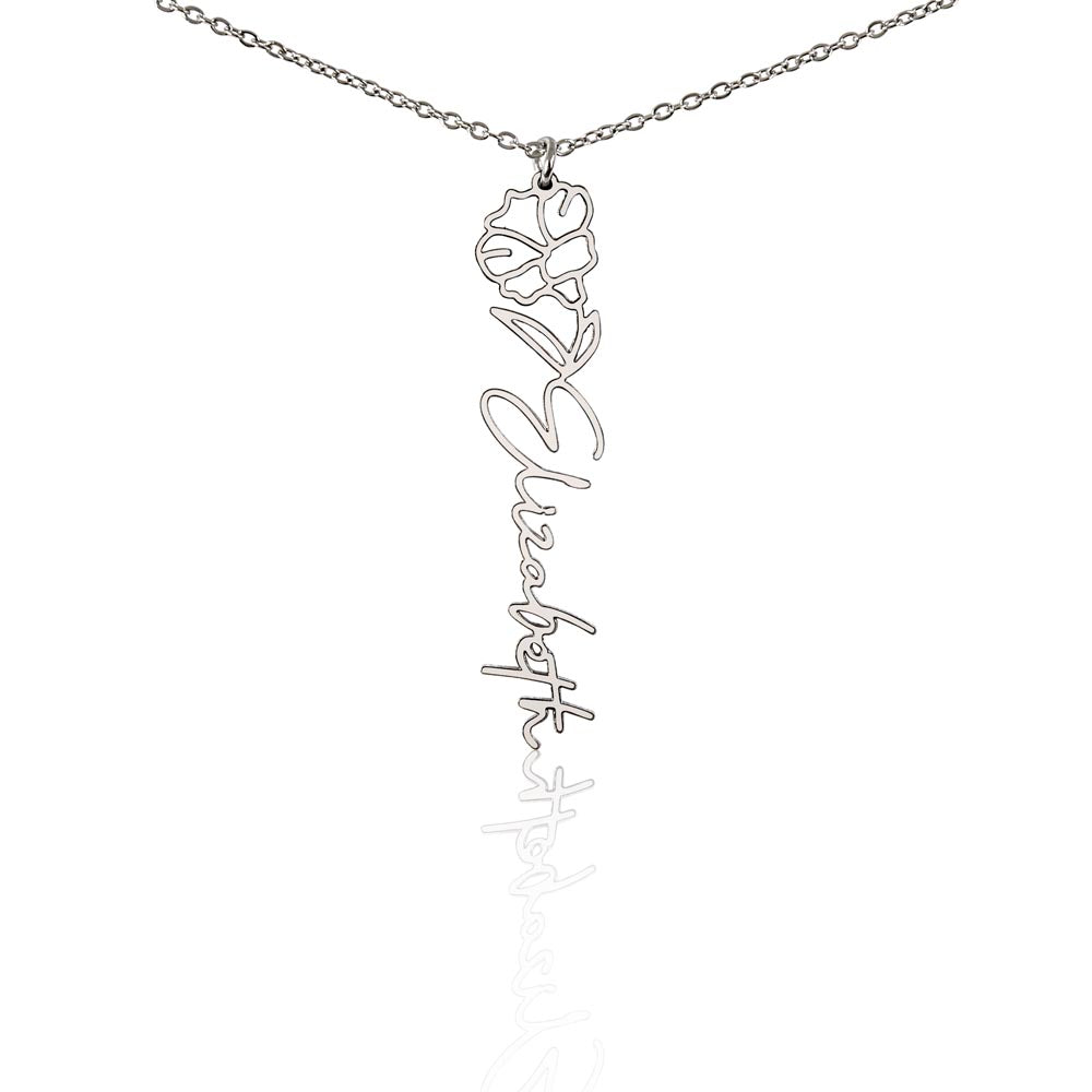 Personalized Name Necklace with Birth Flower