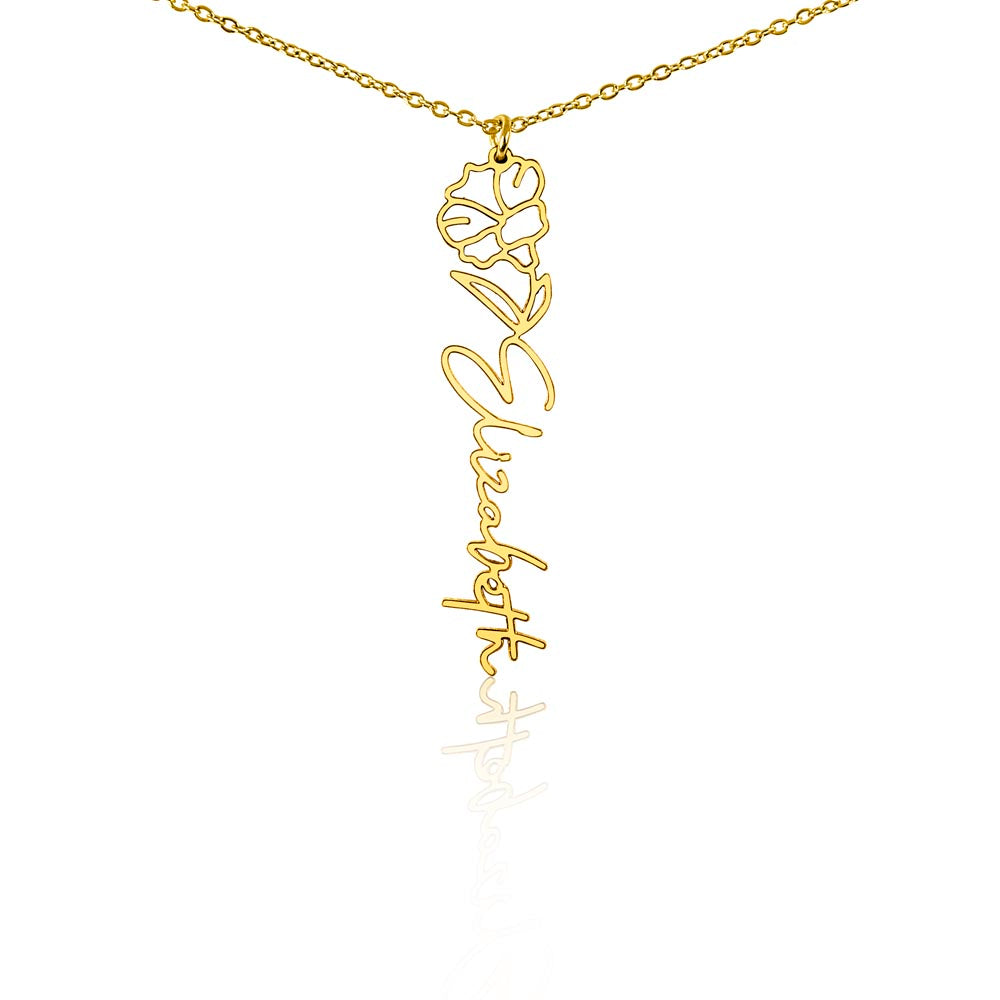 Personalized Name Necklace with Birth Flower