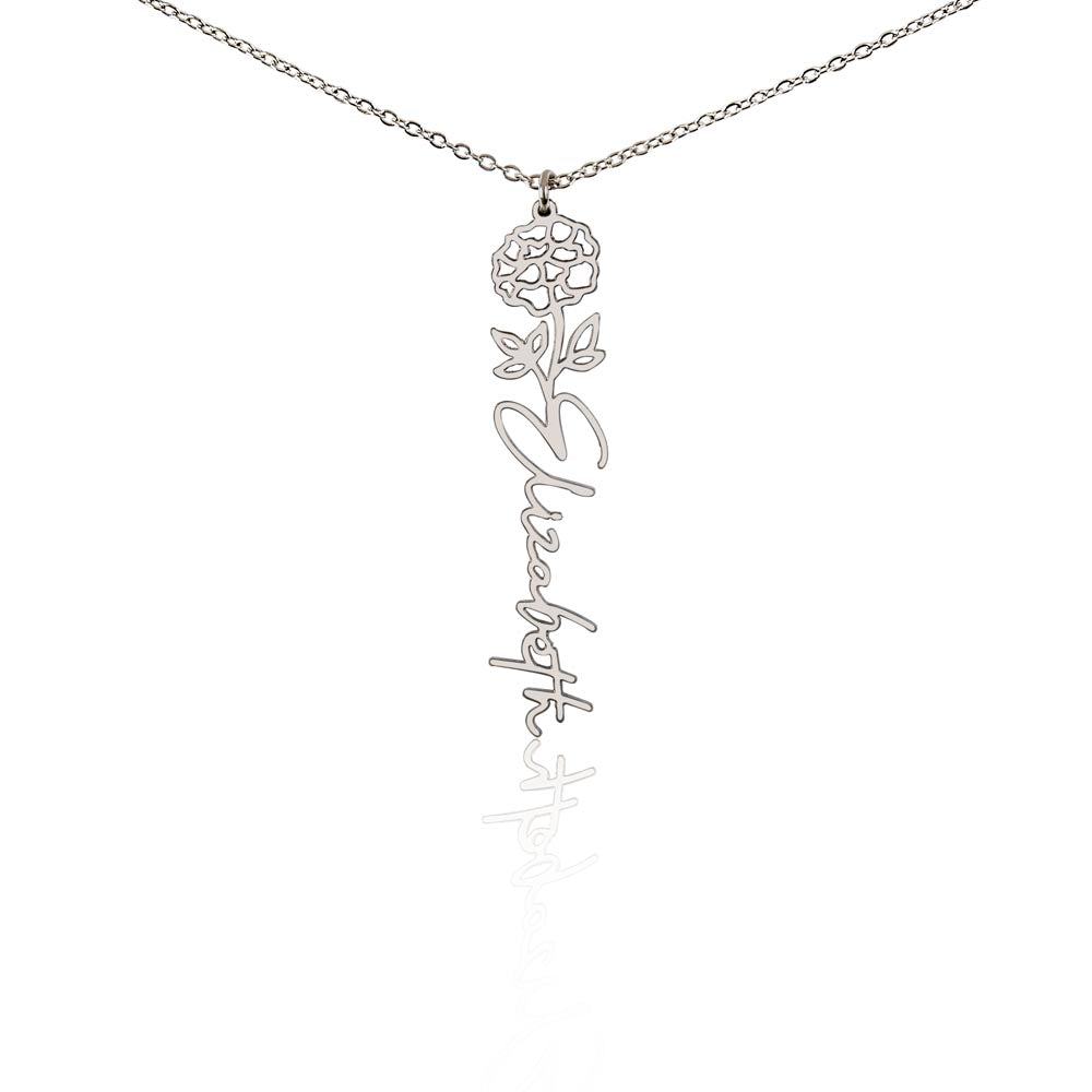 Personalized Name Necklace with Birth Flower