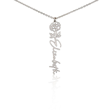 Personalized Name Necklace with Birth Flower