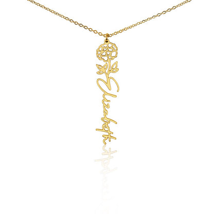 Personalized Name Necklace with Birth Flower