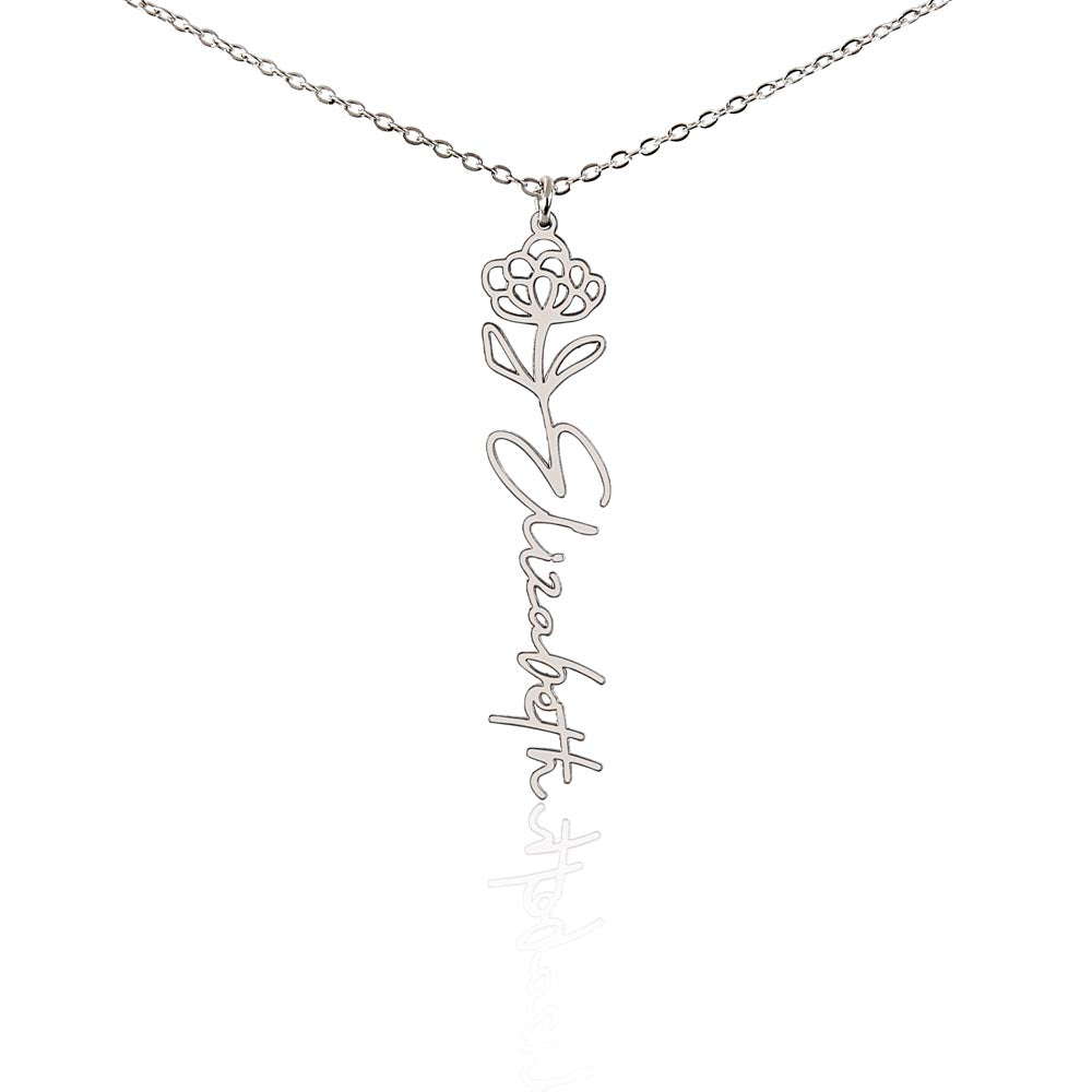 Personalized Name Necklace with Birth Flower