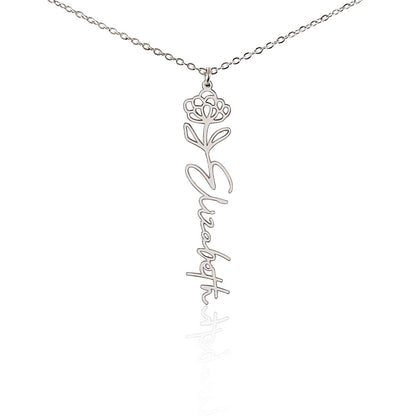 Personalized Name Necklace with Birth Flower