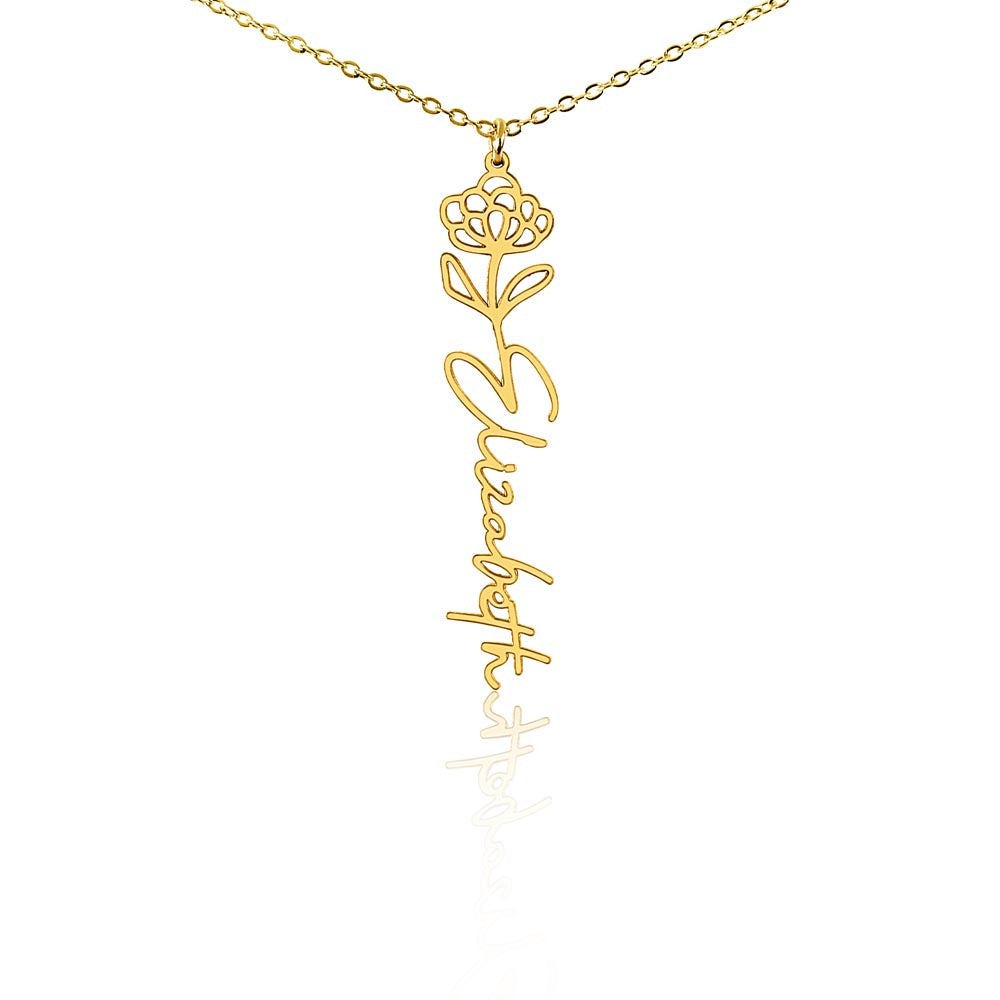 Personalized Name Necklace with Birth Flower