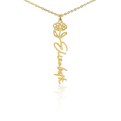 Personalized Name Necklace with Birth Flower