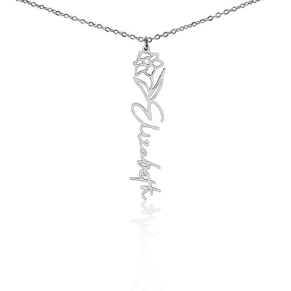 Personalized Name Necklace with Birth Flower