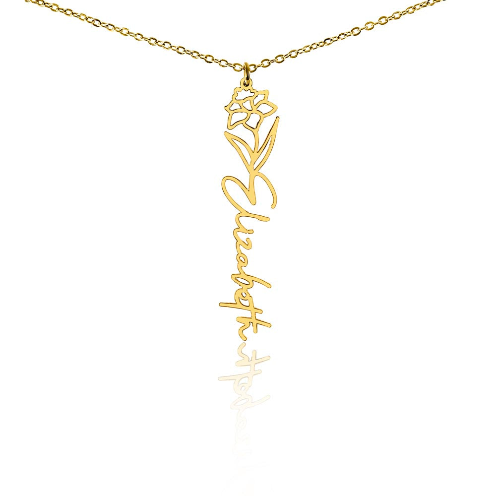 Personalized Name Necklace with Birth Flower