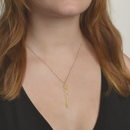 Personalized Name Necklace with Birth Flower